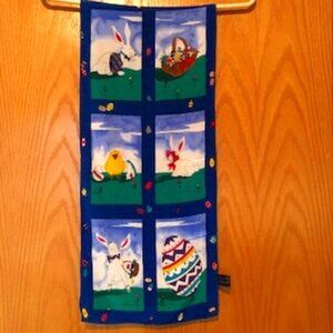 3/$15 Easter Holiday Scarf by Seasons Silk Oblong Bunnies Eggs Peeps Blue Pastel